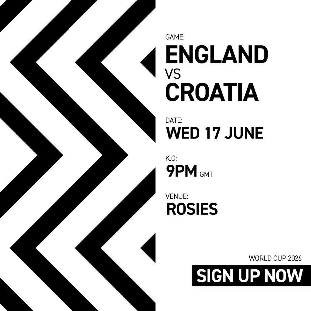 ENGLAND VS CROATIA Wed 17/06/26 FANZONE [SIGN UP NOW]