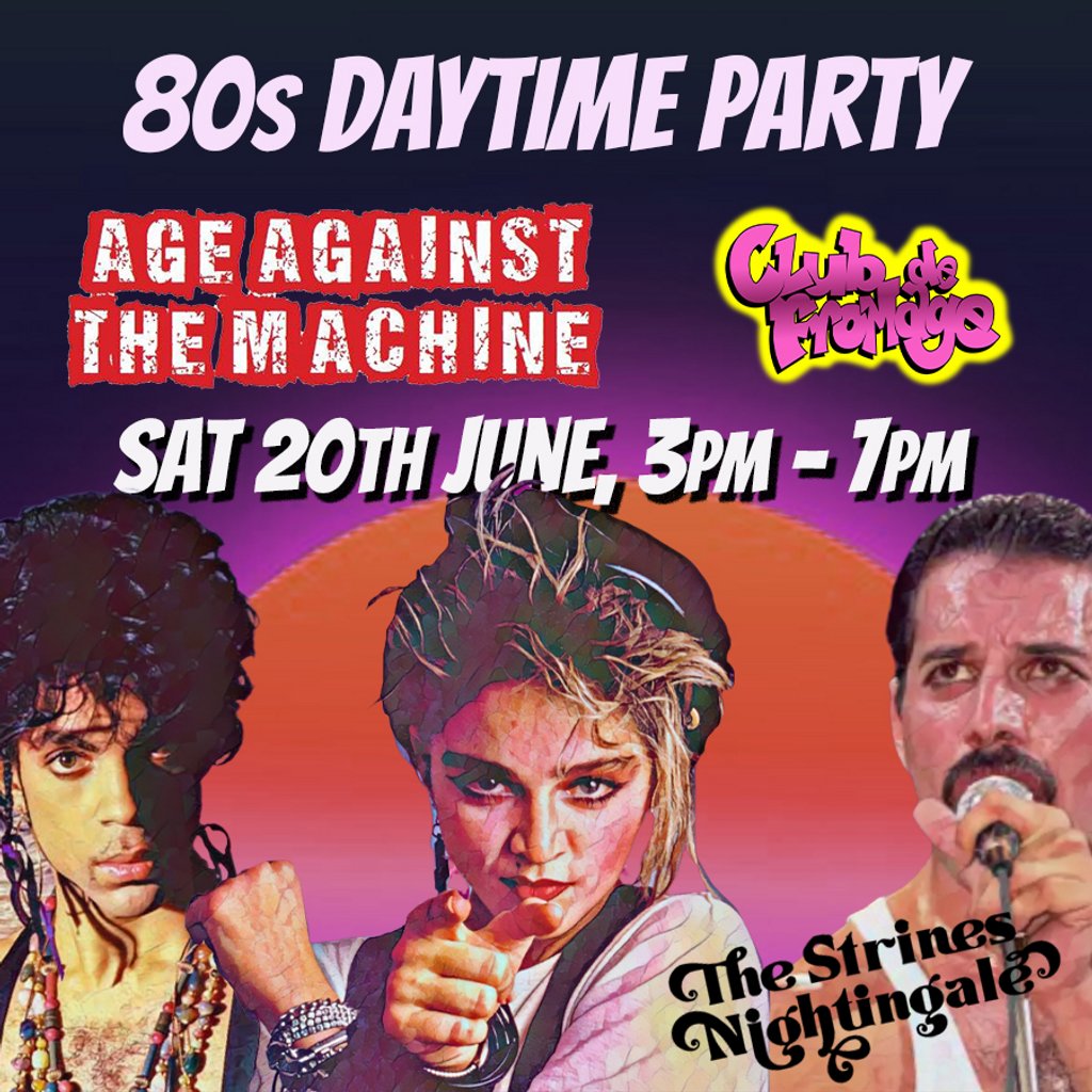 80s Outdoor Party: STRINES (over 30s) 3pm-7pm
