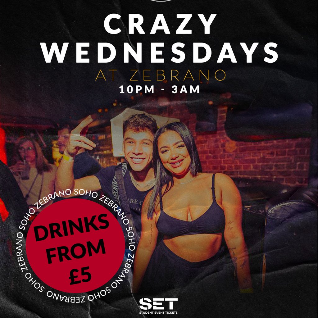 Crazy Wednesday @ Zebranos Every Wednesday