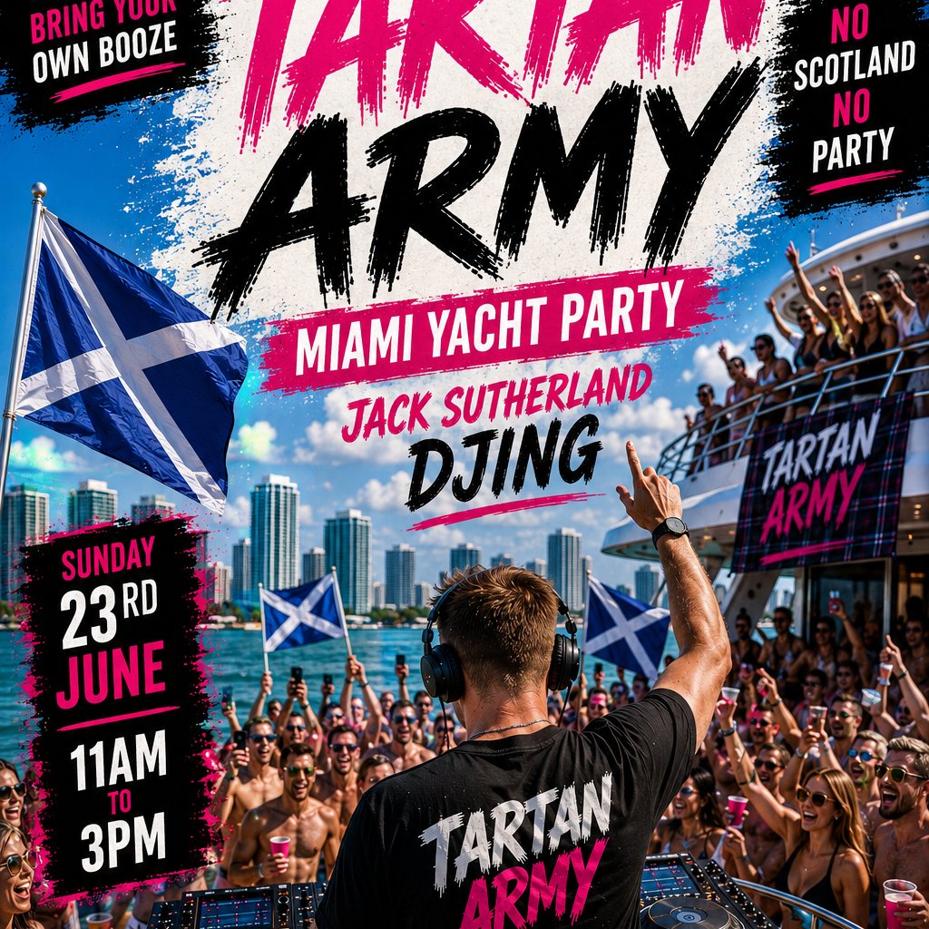 Tartan Army Miami Yacht Party 2026